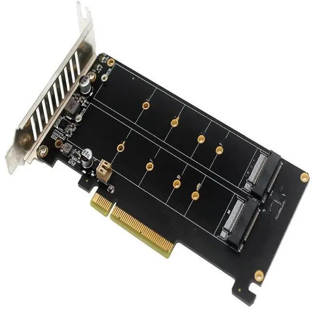Main image of Dual M.2 NVMe PCIe x8 Split Card with PCIe 4.0 Support SSD RAID Expansion Adapter on Motherboard