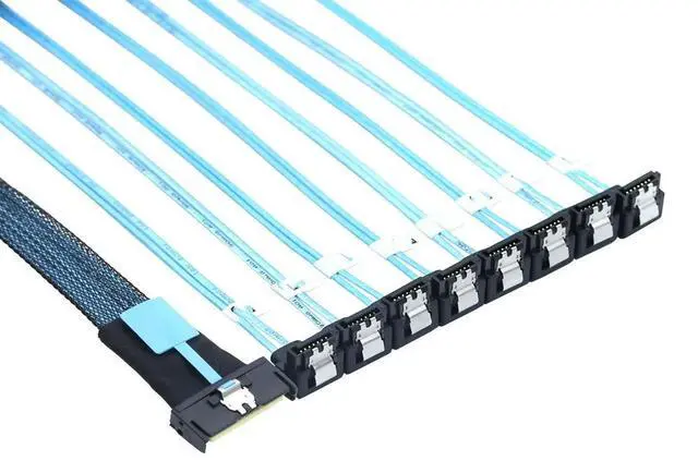 Main image of FOR 74P 8X 8I SAS SFF-8654 8i PCI-E 5.0 To 8X SATA 7P 90 Degree Female Adapter Cable