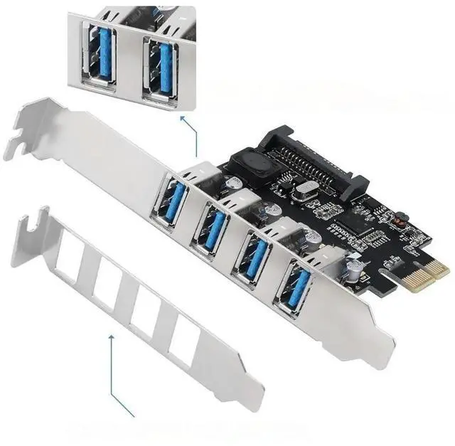 Main image of 4 Ports USB 3.0 to PCI Express Expansion Card USB 3.0 PCI-e Controller Hub PC with 8 cm Low Profile Bracket pcie hub