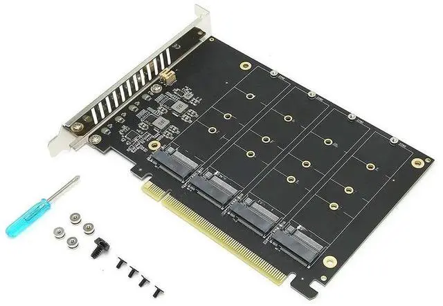 Main image of 4 Port M.2 NVMe SSD to PCIE X16M Key Hard Drive Converter Reader Expansion Card, 4 x 32Gbps Transfer Speed (PH44)
