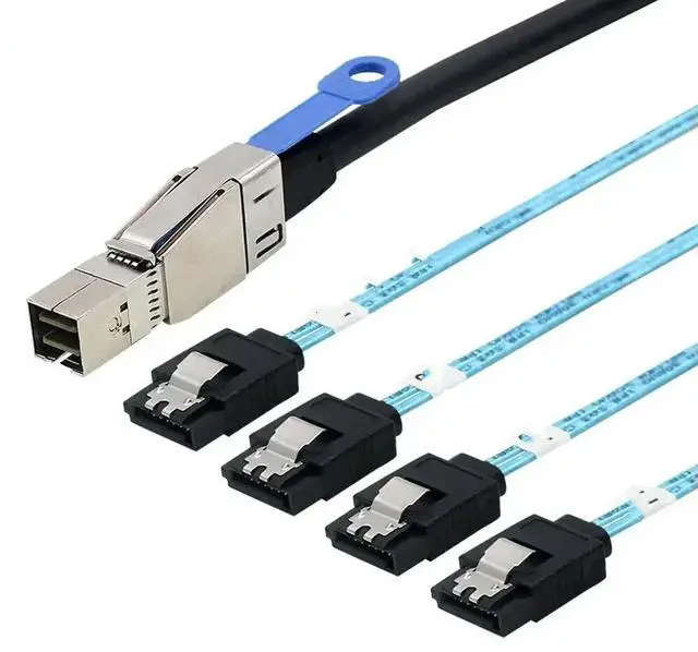 Main image of FOR MINI SAS HD SFF-8644 with IC to 4 Ports SATA 7P straight server hard drive cable