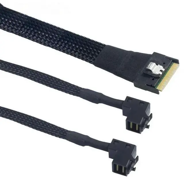Main image of Mini SAS slim SFF-8654 8i 4.0 To 2 Ports SAS HD SFF-8643 connection Cable