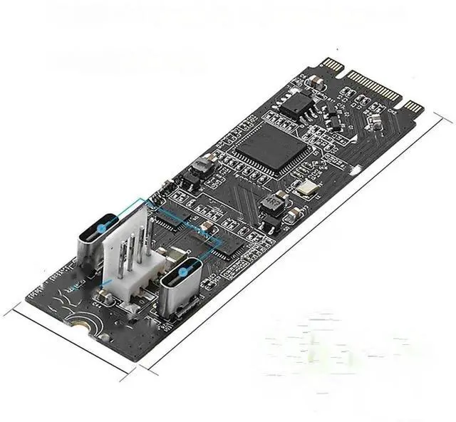 Main image of Asm3142 M.2 to 2 Ports Type-c Host Controller Card USB 3.2 Gen2 10 Gbps USB C M.2 22x60 B Key M Key Data Transfer Riser