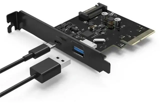 Main image of PC motherboard PCI-E to USB3.1 Type-c dual-port expansion card pcie 4x to usb 3.1 Type-A adapter SuperSpeed 10Gbps