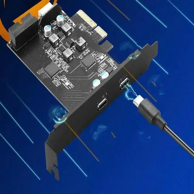 Main image of PCIe To USB 3.1 Type-c Gen2 Adapter Card with 10G 2 Port Expansion Card Internal 20/19 Pin + Type-e USB C Hub Add on Cards Riser