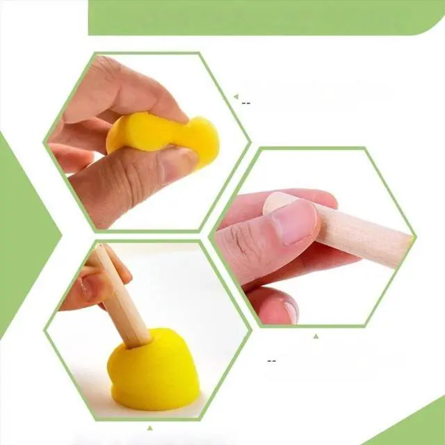 Main image of 60Pcs 5-Size Sponge Brushes Painting Set