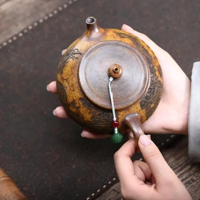 Main image of Yixing Clay Raw Keel Gold Sand Teapot