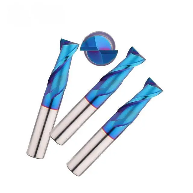 Alt view image 2 of 2 - HRC65 2 Flutes Flat End Mill Blue Nano coating
