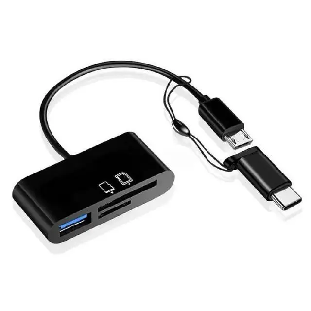 Alt view image 2 of 2 - 3 in 1 Type C Card Adapter to Micro USB TF Card Reader