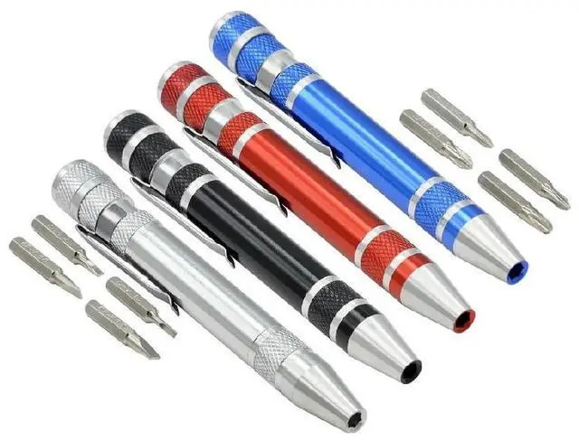 Main image of FOR Hot Portable 8 in 1 Aluminum Pen Style Screw Driver Multi-Tool Precision Mobile phone Repair Tool Kit Screwdriver Set Bits