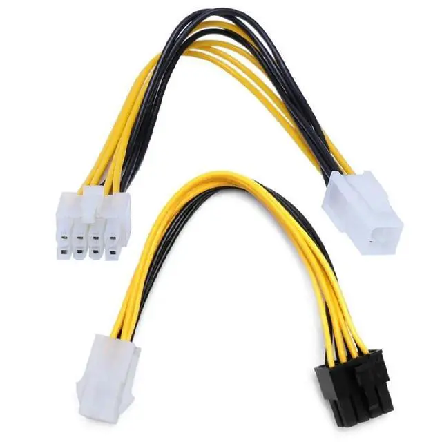 Alt view image 2 of 2 - ATX 4-Pin Male to 8-Pin Female CPU Power Adapter Cable
