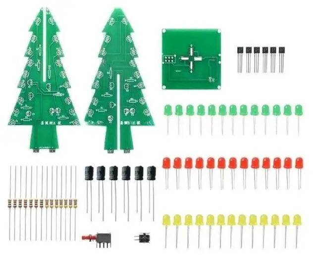 Main image of FOR Three-Dimensional 3D Chri as Tree LED DIY Kit Red/Green/Yellow LED Flash Circuit Kit Electronic Fun Suite