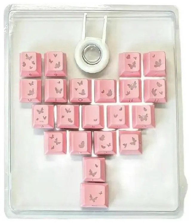 Main image of 21 Replacement Keycaps Butterfly Heart for DIY