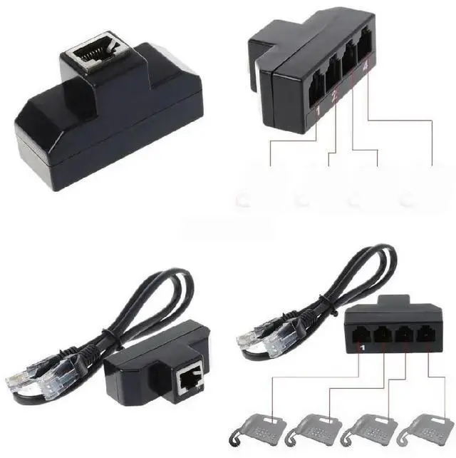 Main image of RJ45 to RJ11 Adapter 8P8C Male to 4 RJ11 Female