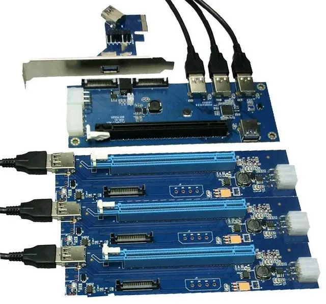 Main image of aad in card PCIe 1 to 4 PCI express 16X slots Riser Card PCI-E 1X to External 4 PCI-e slot Adapter PCIe Port Multiplier Card