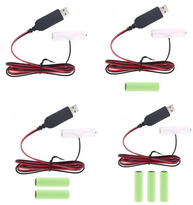Main image of FOR 1PC AA Adapter Detachable USB Power Supply Cable Cord Replacement 1 to 4pcs AA for LED Remotes
