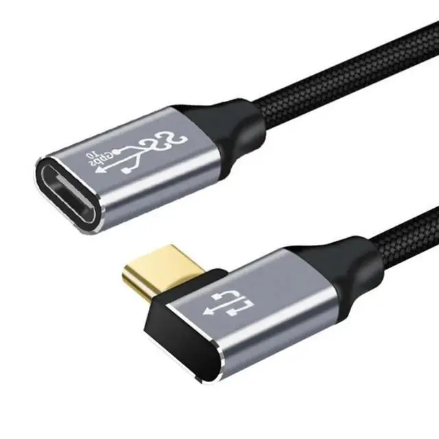 Alt view image 2 of 2 - FOR 1pcType-C Extension Cable Cord 100W Bend 90 Degree USB-C3.1 Male to Female Data Line Type-C Extension Wire