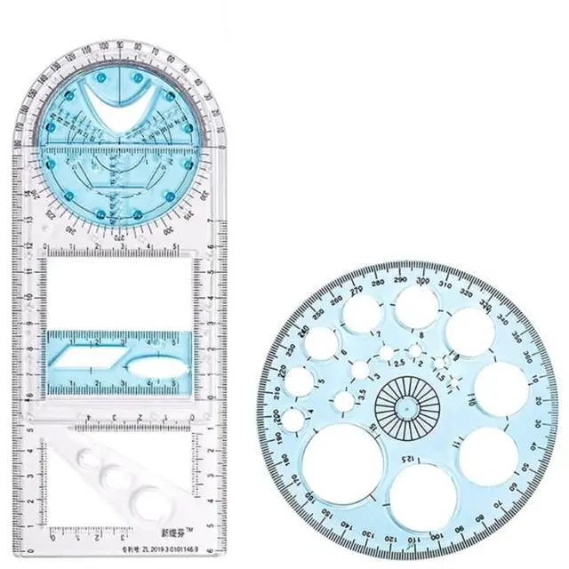 Main image of 2Pcs Multifunctional Geometric Ruler