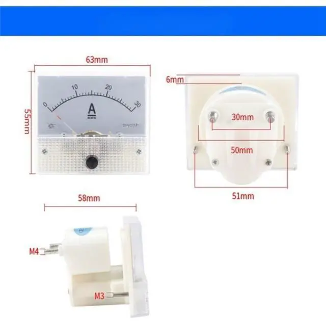 Main image of 30A DC Analog Ammeter Panel Meter
