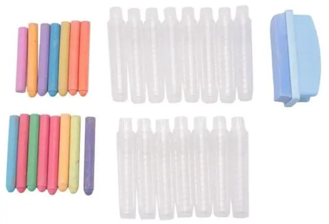 Main image of 15Pcs Dustless Chalk with Eraser