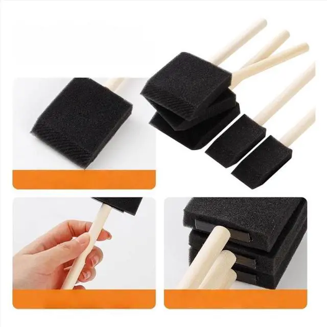 Main image of 120Pcs 1in Foam Paint Brushes Wood Handle