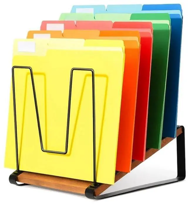 Main image of 5-Section Metal File Organizer Wood Base
