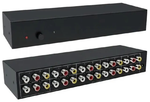 Main image of FOR 2 In 8 Out AV SWITCH RCA Video Audio Splitter Selector Switcher