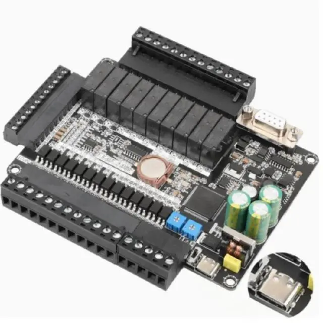 Main image of FOR FX1N FX2N FX3U 24MR 24MT 6AD 2DA PLC RS232 RS485 RTC