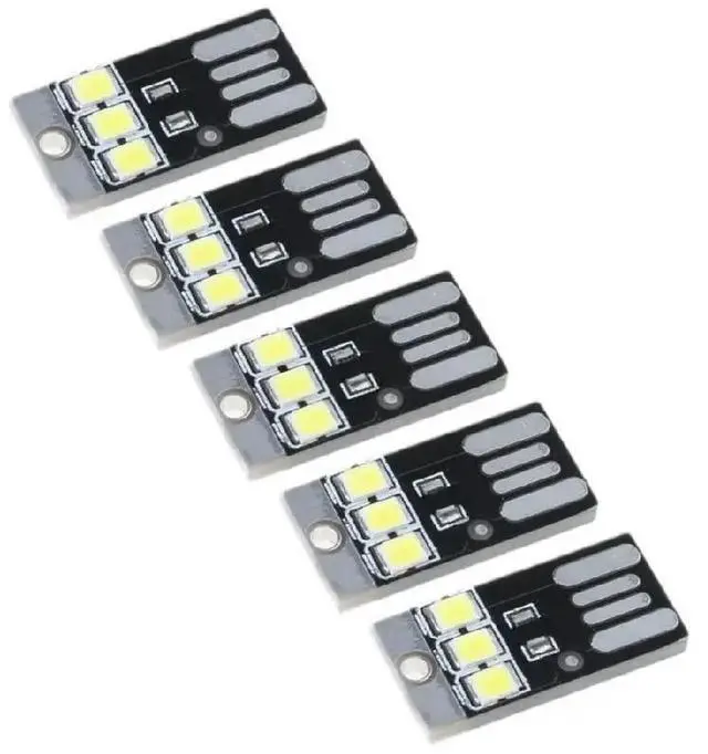 Main image of 5Pcs USB LED Lamp Night Light Pocket Card Keychain Light