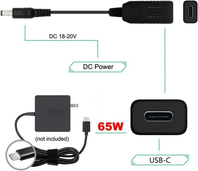 Alt view image 2 of 7 - USB 3.1 Type C USB-C to DC 20V 5.5 2.5mm & 2.1mm Power Plug PD Emulator Trigger Cable for Laptop