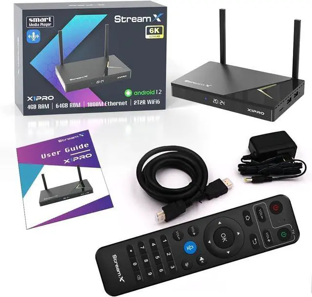 Alt view image 5 of 7 - StreamX X1 Pro Portable Smart Android TV Box, 4GB+64GB Storage, Voice Remote Control, 6K Ultra HD, WiFi-6 Supported, HDMI Cable, 1000Mbps Ethernet Port, Instruction Manual