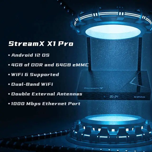 Alt view image 7 of 7 - StreamX X1 Pro Portable Smart Android TV Box, 4GB+64GB Storage, Voice Remote Control, 6K Ultra HD, WiFi-6 Supported, HDMI Cable, 1000Mbps Ethernet Port, Instruction Manual