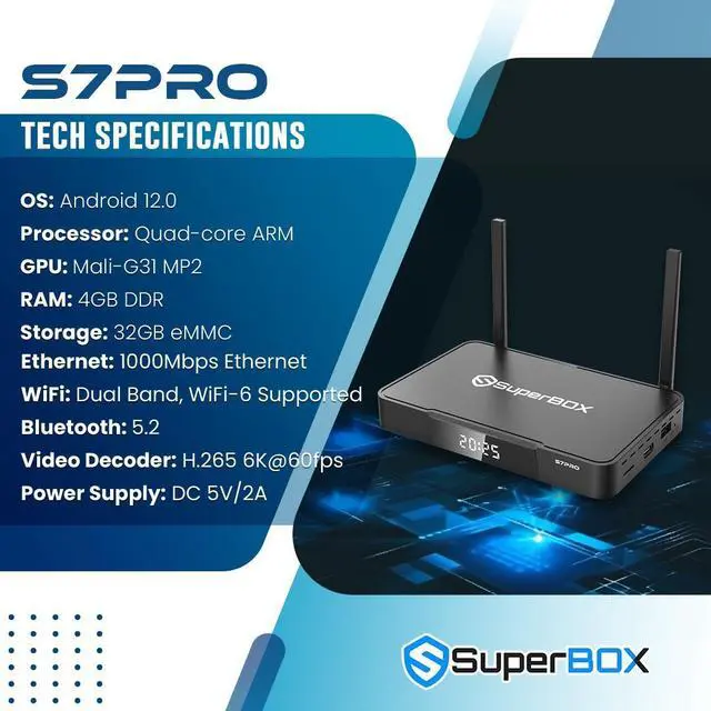 Alt view image 6 of 6 - Superbox Premium Edition S7 Pro - Android 12, 4GB RAM, 64GB Storage, Brand-new UI/UX Design with Voice Control, Extended Timeshift Function, Parental Control, Smart Android TV Box Media Player