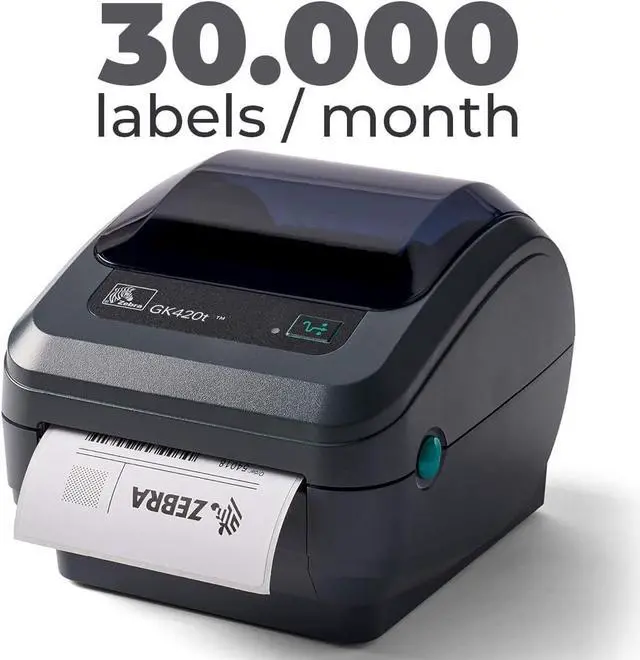 Alt view image 2 of 6 - Ze bra GK420T Direct Thermal Label Printer Bundle - Includes 1x Refurbished Ze bra Label Printer GK 420T, 1x USB-B Cable and Cleaning Cloth - Monochrome Desktop Printer, Ethernet Connectivity