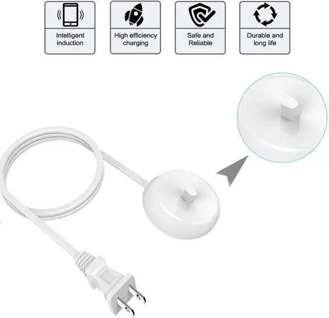 Alt view image 2 of 6 - DIXSG Toothbrush Charger for Oral B Electric Toothbrush,Inductive Charging Base Model 3757 Portable Waterproof Power Cord