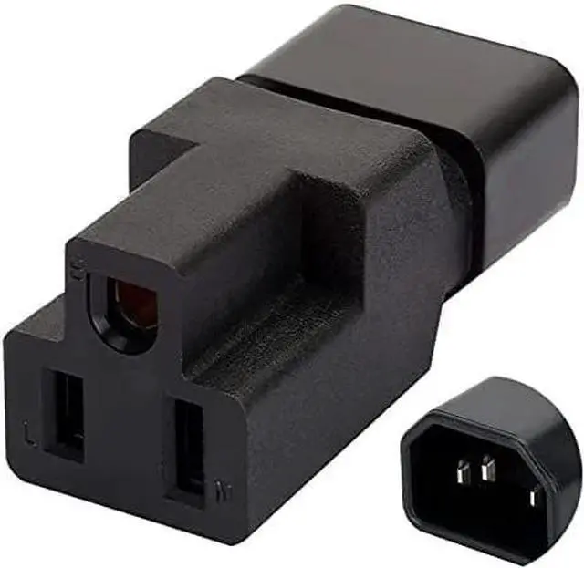 Alt view image 2 of 6 - DIXSG PDU UPS Power 3 Prong Plug Adapter, USA NEMA 5-15R Female to IEC C14 Male Connector Converter