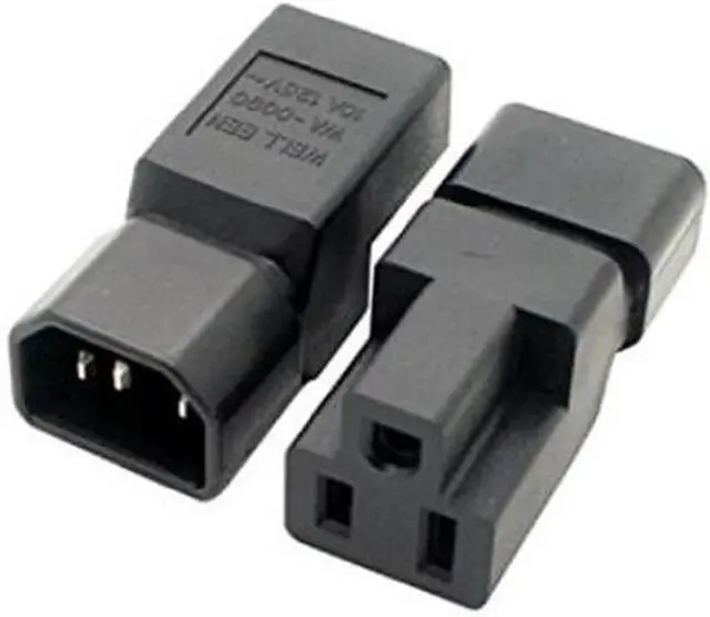 Alt view image 6 of 6 - DIXSG PDU UPS Power 3 Prong Plug Adapter, USA NEMA 5-15R Female to IEC C14 Male Connector Converter