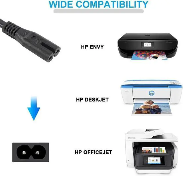 Alt view image 3 of 7 - DIXSG Power Cord Cable Compatible Canon PIXMA MG / MP / MX / IP Series Printers, 2 Prong Replacement Printer Power Cable