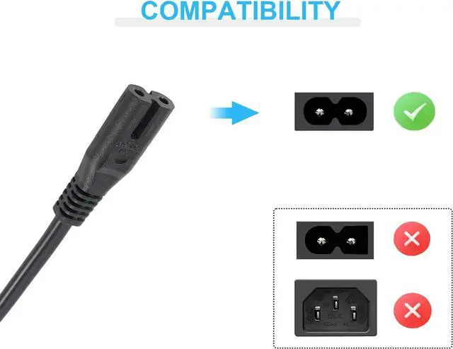 Alt view image 4 of 7 - DIXSG Power Cord Cable Compatible Canon PIXMA MG / MP / MX / IP Series Printers, 2 Prong Replacement Printer Power Cable