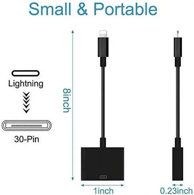 Alt view image 2 of 7 - DIXSG 8-Pin Male to 30-Pin Female Adapter Converter Charging Data Sync Cable Connector Compatible with Old iOS phone(No Audio)
