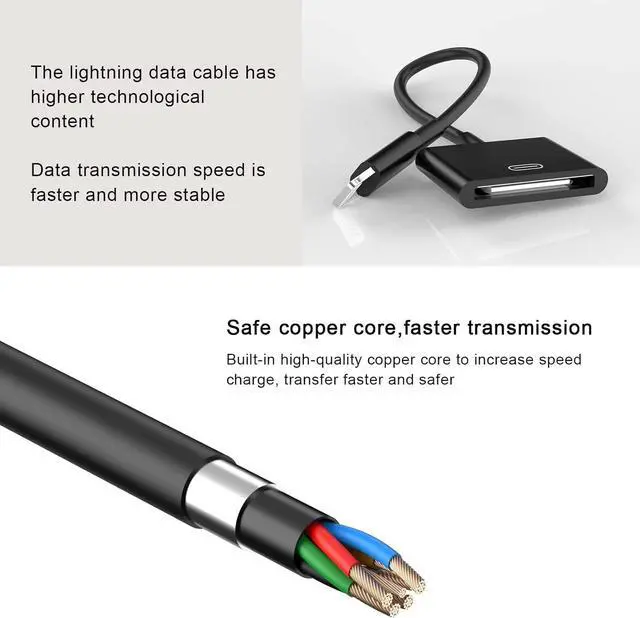 Alt view image 7 of 7 - DIXSG 8-Pin Male to 30-Pin Female Adapter Converter Charging Data Sync Cable Connector Compatible with Old iOS phone(No Audio)