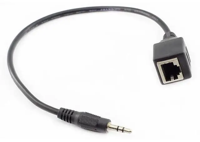 Alt view image 3 of 6 - DIXSG 3.5mm 1/8" Male Jack Audio Socket to RJ45 Ethernet LAN Network Cable for VOD KTV Touch Devices 1ft