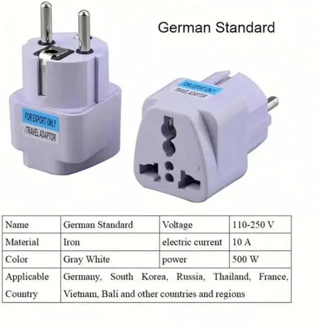 Alt view image 7 of 7 - DIXSG (2 Pack) Germany France Europe Travel Power Adapter, Universal AU UK US to EU Europe Plug AC 250V European Schuko Type E F Outlet