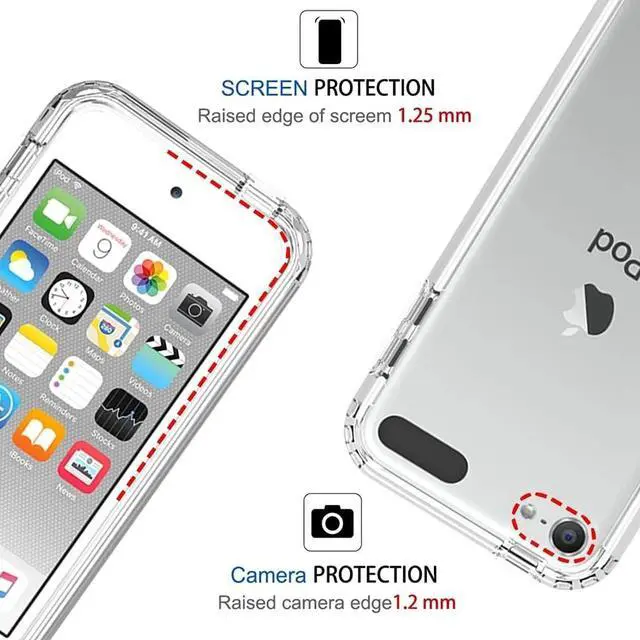 Alt view image 7 of 7 - DIXSG Clear iPod Touch 7th Generation Case Heavy Duty Full Body Rugged Slim Fit Shockproof Cover for iPod Touch 5/6/7th Generation
