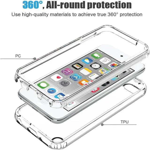 Alt view image 2 of 7 - DIXSG Clear iPod Touch 7th Generation Case Heavy Duty Full Body Rugged Slim Fit Shockproof Cover for iPod Touch 5/6/7th Generation
