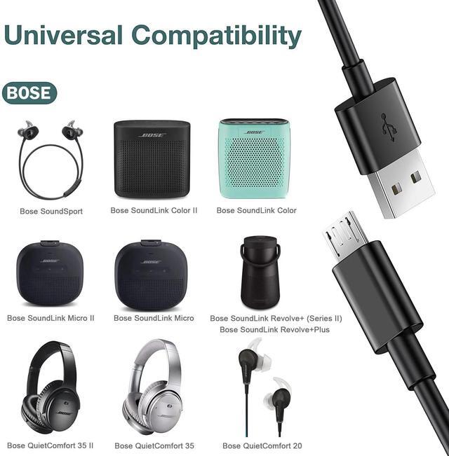 Alt view image 2 of 7 - DIXSG Micro USB Charging Cable Compatible for Bose SoundLink Color I, II, III, Bose SoundLink Mini 2 II, Micro, SoundLink Revolve, Revolve Plus, Soundwear Companion Wearable Bluetooth Speaker