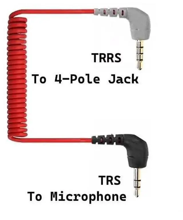Alt view image 2 of 7 - DIXSG 3.5mm TRS to TRRS Microphone Patch Cable Mic Cord Compatible with iP, Phone, Smartphone, Tablets for Rode SC7, VideoMic, VideoMicro Go, BOYA & Other External Mic