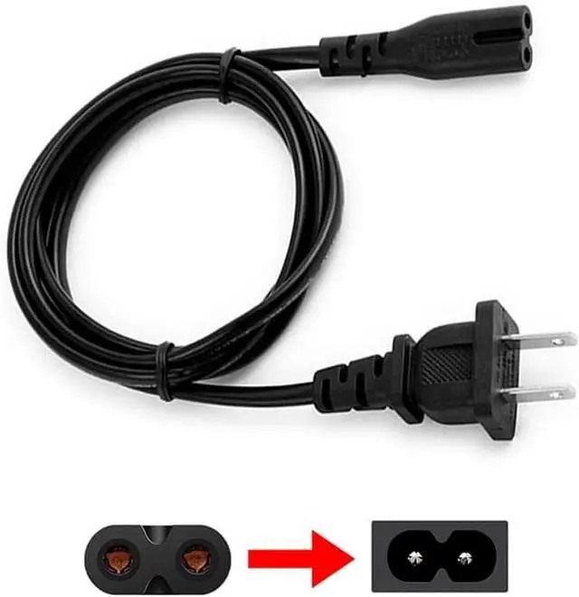 Alt view image 4 of 7 - DIXSG AC 2 Prong C8 Power Cord 5ft/1.5m Standard 2-Slot for TV PS4 PS5 Speaker Monitor Xbox Wall Power Cable Replacement Black