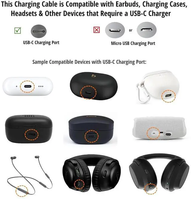 Alt view image 4 of 7 - DIXSG USB-C Charger Charging Cable Cord for WH-1000XM4 WH-1000XM3 WF-1000XM4 1000XM5 WH-XB900N WH-CH720N WH-CH520 WI-1000XM2 WI-C200 WI-XB400, Ult Wear, WF-1000XM3, B-ose NCH700 Headphones (5FT Black)