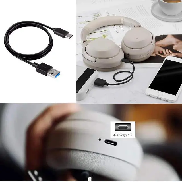Alt view image 6 of 7 - DIXSG USB-C Charger Charging Cable Cord for WH-1000XM4 WH-1000XM3 WF-1000XM4 1000XM5 WH-XB900N WH-CH720N WH-CH520 WI-1000XM2 WI-C200 WI-XB400, Ult Wear, WF-1000XM3, B-ose NCH700 Headphones (5FT Black)